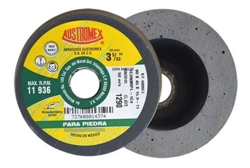 Copa Shellac P/pulido Piedra 3-5/32 X 5/8 Austromex Aus-1290 Color Gris
