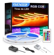 Comprar Flexluz Tira led Cob RGB 5M Tira led Neon Flexible Cortable 24V Multicolor Regulable con Mando a Distancia Cob Luces led Interior para el Gabinete,TV,Dormitorio,Decoración de la Fiesta de Bricolaje