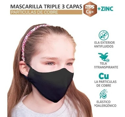 Imagen 1 de 1 de Mascarilla Cobre Triple 3 Capa Antifluidos +zinc Certificada
