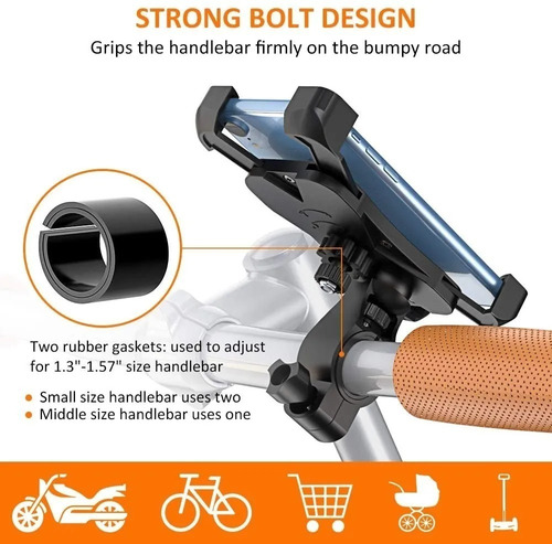 Imagen 5 de 7 de Soporte Teléfono Universal Bicicleta/moto 360° De Rotació
