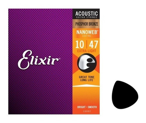 Corda Elixir Extra Light Nanoweb Coating 10-47 Violão Aço