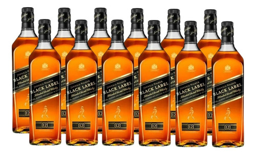 Caja De 12 Whisky Johnnie Walker Blend Black Label 1 L