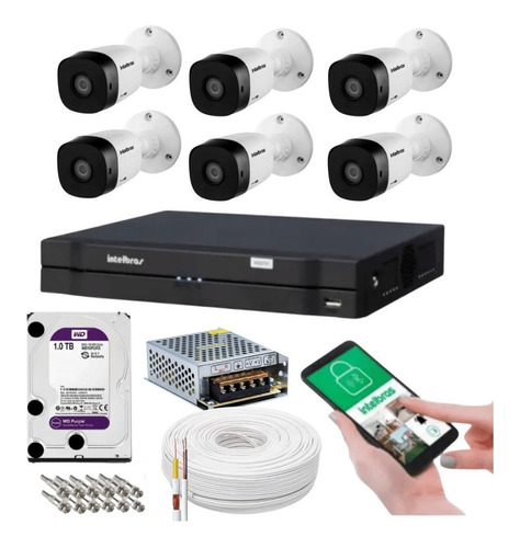 Kit 6 Câmeras Intelbras Multi Hd 1120 B Dvr 8 Canais Com Hd