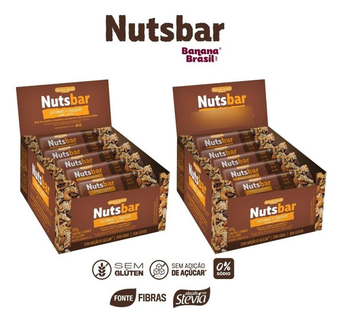 Kit 2 Cx Barras Nutsbar Chocolate E Castanhas Zero 2x300g