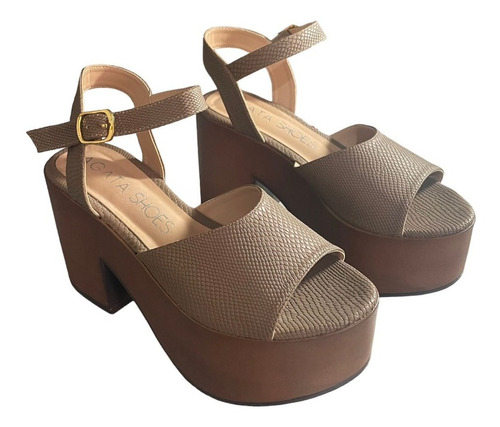 Sandalias Gretel Agatha Shoes Cuerina Marrón - Talla 36