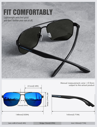 Luenx Gafas De Sol De Aviador Para Hombre Lentes Poligonales