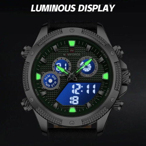Reloj Naviforce Para Hombre Lujosos Dual Analógico Y Digital
