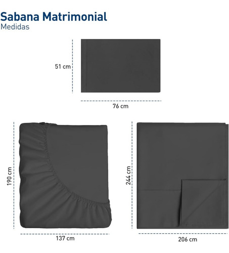 Sabana Matrimonial Microfibra Frescas Hipoalergénicas Negro Liso