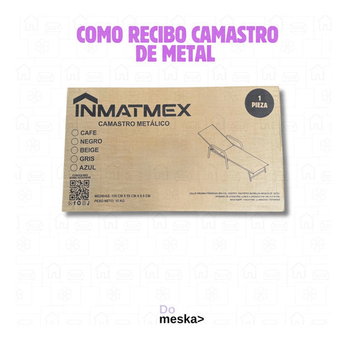 Camastro Metálico Para Playa Hogar Jardín 1 Pz Inmatmex Beige