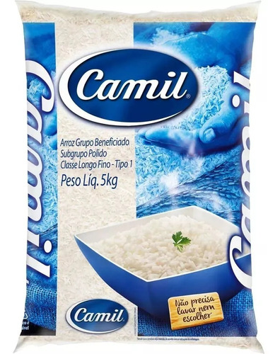 Kit C/2 Arroz Agulhinha Camil Tipo 1 5kg ( 10kg) C/ N Fiscal
