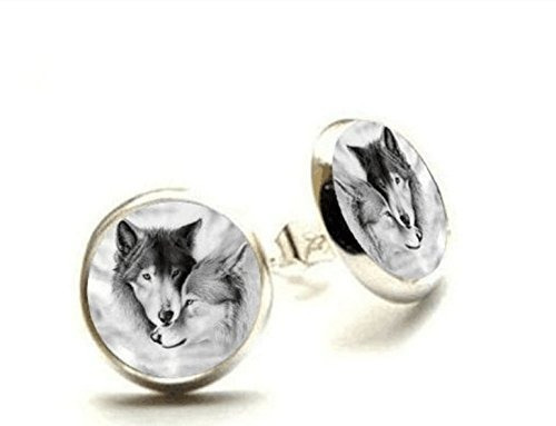 Animal Wolf Arete Stud Joya Hipoalergenico