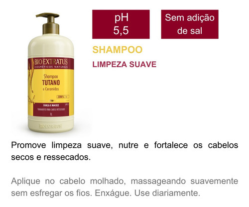 Shampoo Tutano Ceramidas Bio Extratus Para Cabelos Secos 1l