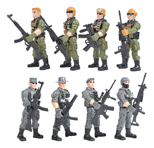 8 Unids / Set De Plástico Flexible Soldados Militares