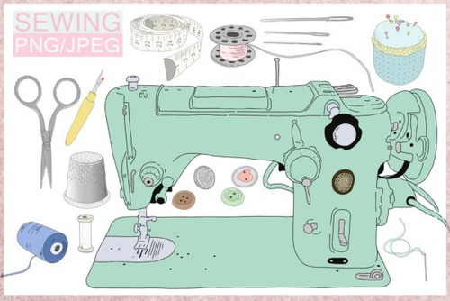 Kit Imágenes Digitales Costura Cartoon Sewing  738512