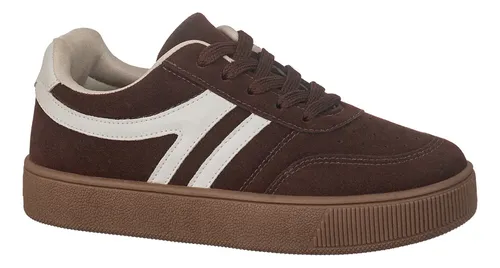 Tenis Feminino Casual Camurca Detalhe Listra Dupla Gigil