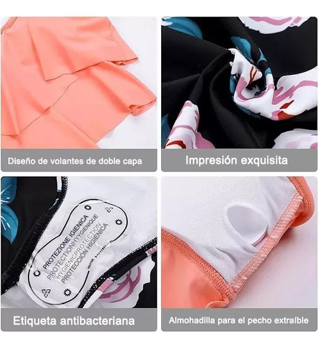 Dama Trajes De Baño Solid Floral Talle Alto Mujer Bikini