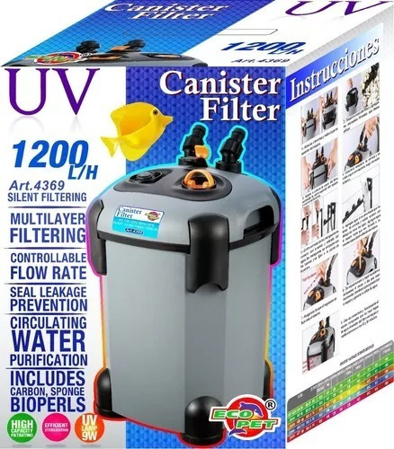 Filtro Canister Canasta Uv Acuario Peces Marino Dulce 1200lh