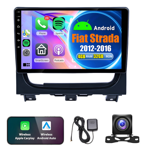 Auto Estéreo Para Fiat Strada 2012-2016 4+32g Carplay Wifi Fiat Strada 2012-2016