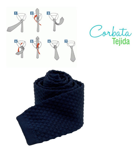Corbata Tejida 100% Poliester 1.45 Mts. Color Azul Marino