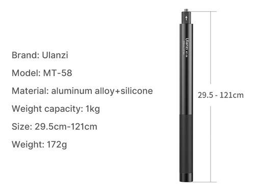 Ulanzi Mt-58 Selfie Stick Aluminio De 30 - 1.20 Cms Insta360