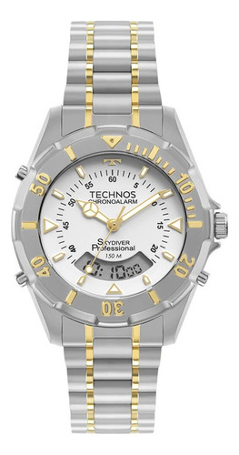 Relógio Technos Skydiver Prata Dourado Masculino Wt2050ag/1b