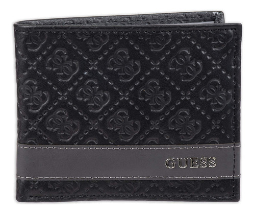 Billetera De Cuero Guess Black Printed