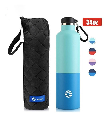 Termo De Acero Inoxidable Para 34oz Bolsa De Tela De Color Azul Verde