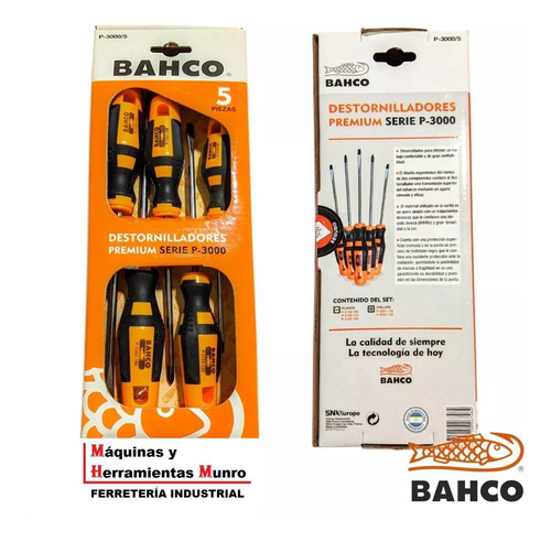 Kit Juego Destornilladores Bahco 5 Piezas Premium Ergonómico