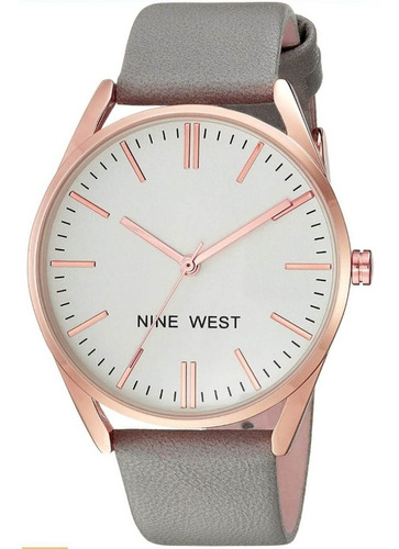 Reloj De Mano Para Mujer Reloj Nine West Nw/1994rggy Para Mu Color de la correa Gris Color del fondo Blanco