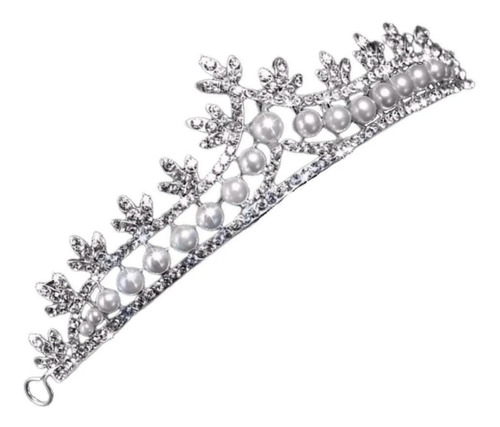 Coroa Tiara Arranjo Cabelo Noiva Strass Pérola Strass Luxo