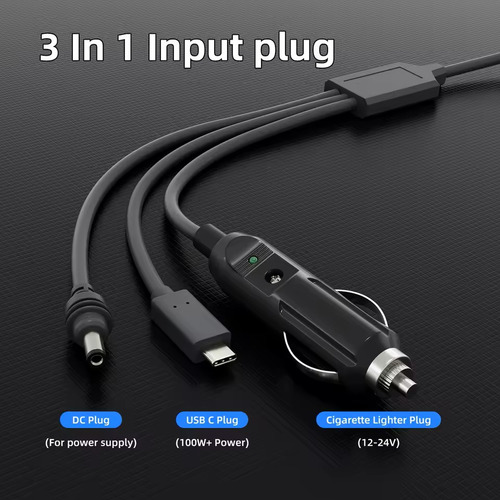 Cabo 3 Em 1 Para Starlink Mini 12/24v Veicular, Usb-c E Cc