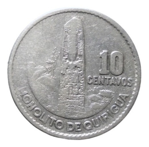 Guatemala 10 Centavos 1961 Plata Ley 0.720