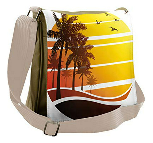 Bolso De Mensajero - Ambesonne Tropical Bag, Beach Palm Tree