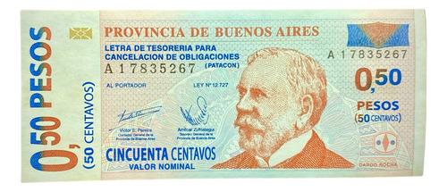Billete Bono 50 Centavos De Patacon 2001 Sin Circular Oferta