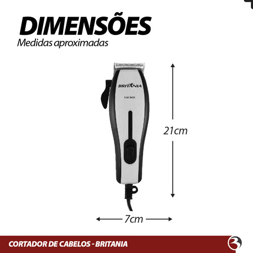 Cortador De Cabelo 127v Kit 9 Acessórios 14w Inox Cor Prata