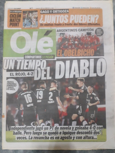 Diario Ole 13 Julio 2017 Independiente 4 Iquique 2