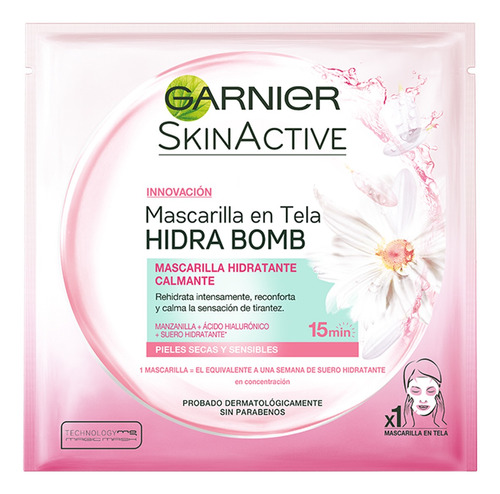 Mascarilla Tela Garnier Skin Active Manzanilla Hidra Bomb 6u