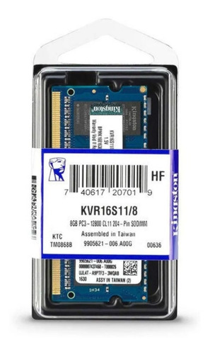 Imagen 2 de 2 de Memoria Ram 8gb 1x8gb Kingston Kvr16s11/8 Valueram