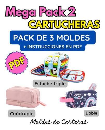 Moldes De Carteras Megapack 2 Cartucheras 3 Moldes Pdf Unico