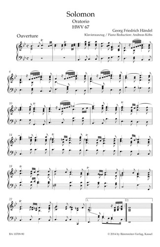 G.f. Handel: Solomon, Oratorio In Three Acts, Hwv 67, Klavie