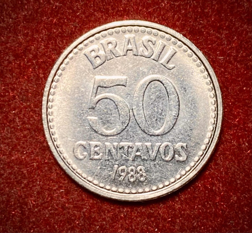 Moneda 50 Centavos Brasil 1988 Km 604