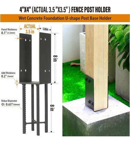 Anclaje De Poste De Hormigón (4 X 4 Pulgadas, Paquete ...