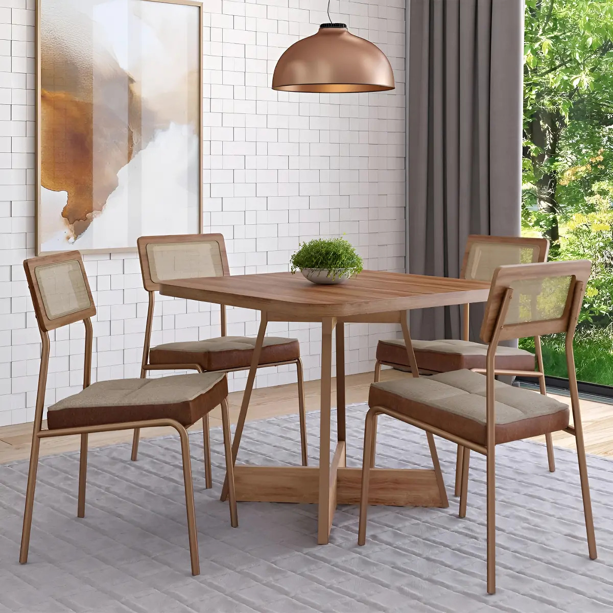 Conjunto Sala De Jantar 4 Cadeiras Margarida Carraro Nogal Nogal