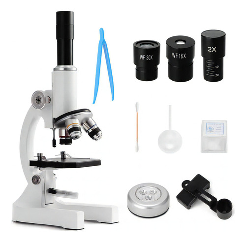 Microscopio Monocular Óptico 64x-2400x Para La Escuela Color Fix