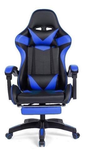 Cadeira De Escritório Prizi Pz1006e Gamer Ergonômica Cor Preto/Azul Material do estofamento Couro sintético