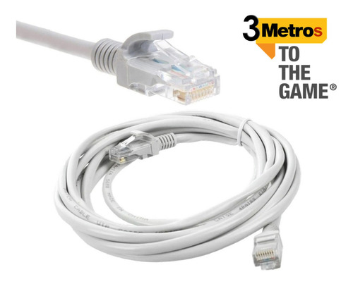 Imagen 3 de 7 de Cable De Red 3 Mts Cat5 Patch Cord Rj45 Utp Lan Ethernet