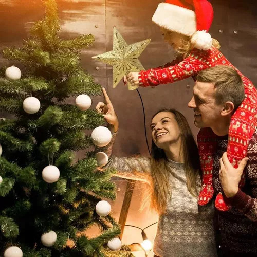 Árbol De Navidad Topper Estrella Com Proyector Led Luz Plata