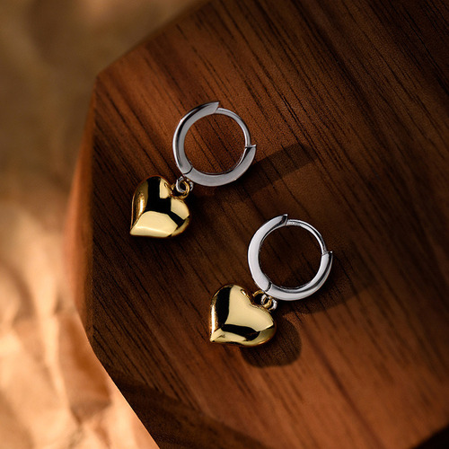 Aretes De Plata 925 Oro 18k Corazones Colgantes Unitalla