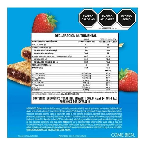 4 Pzas Barra De Cereal Kellogg's Nutrigrain Strawberry 8 Bar