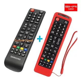 Control Remoto Samsung Smart Tv + Funda Protector - Rojo
